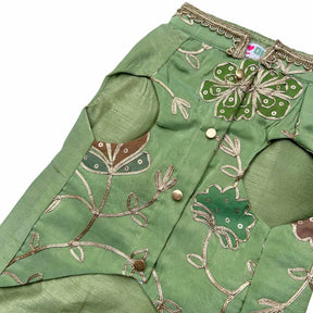 PISTA GREEN GOTA PHOOL WAISTCOAT FOR DOGS AND CATS