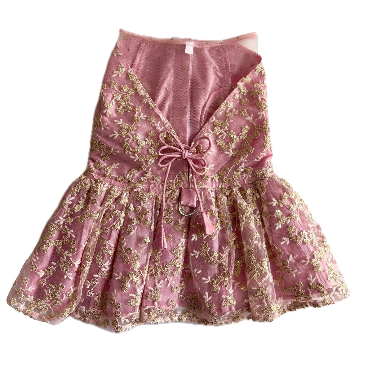 PINK SEQUINS EMBROIDERED DRESS + BONE RAKHI FOR DOGS AND CATS