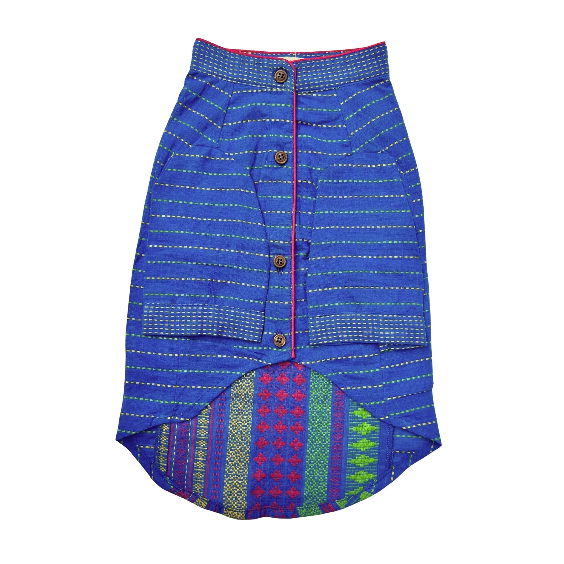 BLUE JAMDANI HANDWOVEN HARNESS KURTA+GOOD BOY BLUE BONE RAKHI FOR DOGS AND CATS