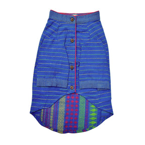 BLUE JAMDANI HANDWOVEN HARNESS KURTA+GOOD BOY BLUE BONE RAKHI FOR DOGS AND CATS