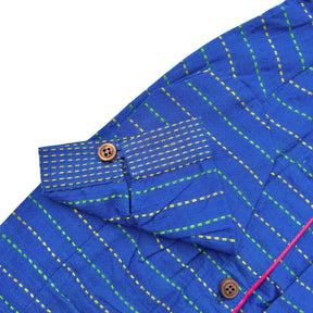 BLUE JAMDANI HANDWOVEN HARNESS KURTA FOR DOGS AND CATS