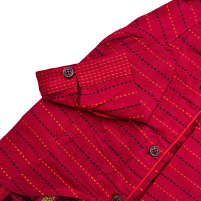 CRIMSON RED JAMDANI HANDWOVEN HARNESS KURTA FOR DOGS AND CATS