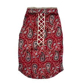 MAROON AJRAKH BUTI PRINT KURTA + RED BONE RAKHI FOR DOGS AND CATS