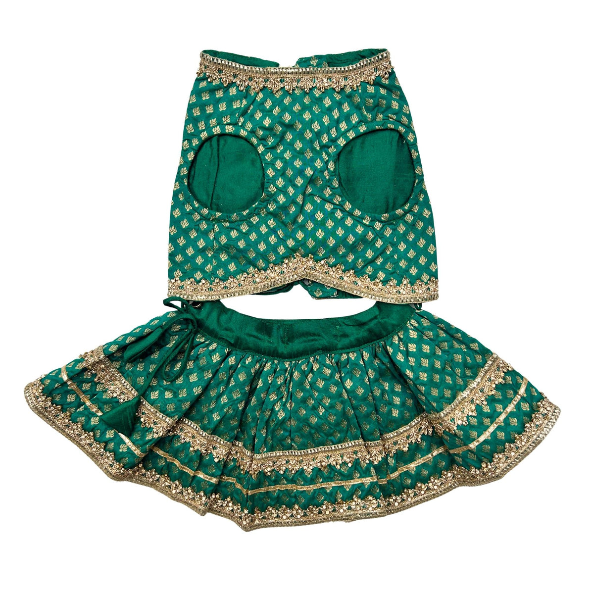 EMERALD GREEN ZARI LACE BROCADE LEHENGA FOR DOGS AND CATS