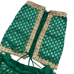 EMERALD GREEN ZARI LACE BROCADE LEHENGA FOR DOGS AND CATS