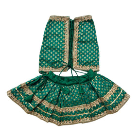EMERALD GREEN ZARI LACE BROCADE LEHENGA FOR DOGS AND CATS