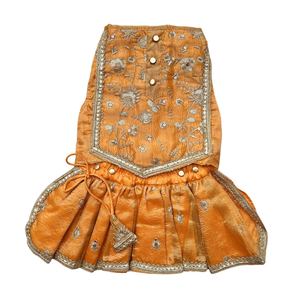 MUSTARD YELLOW FLORAL SEQUINS LEHENGA FOR DOGS AND CATS