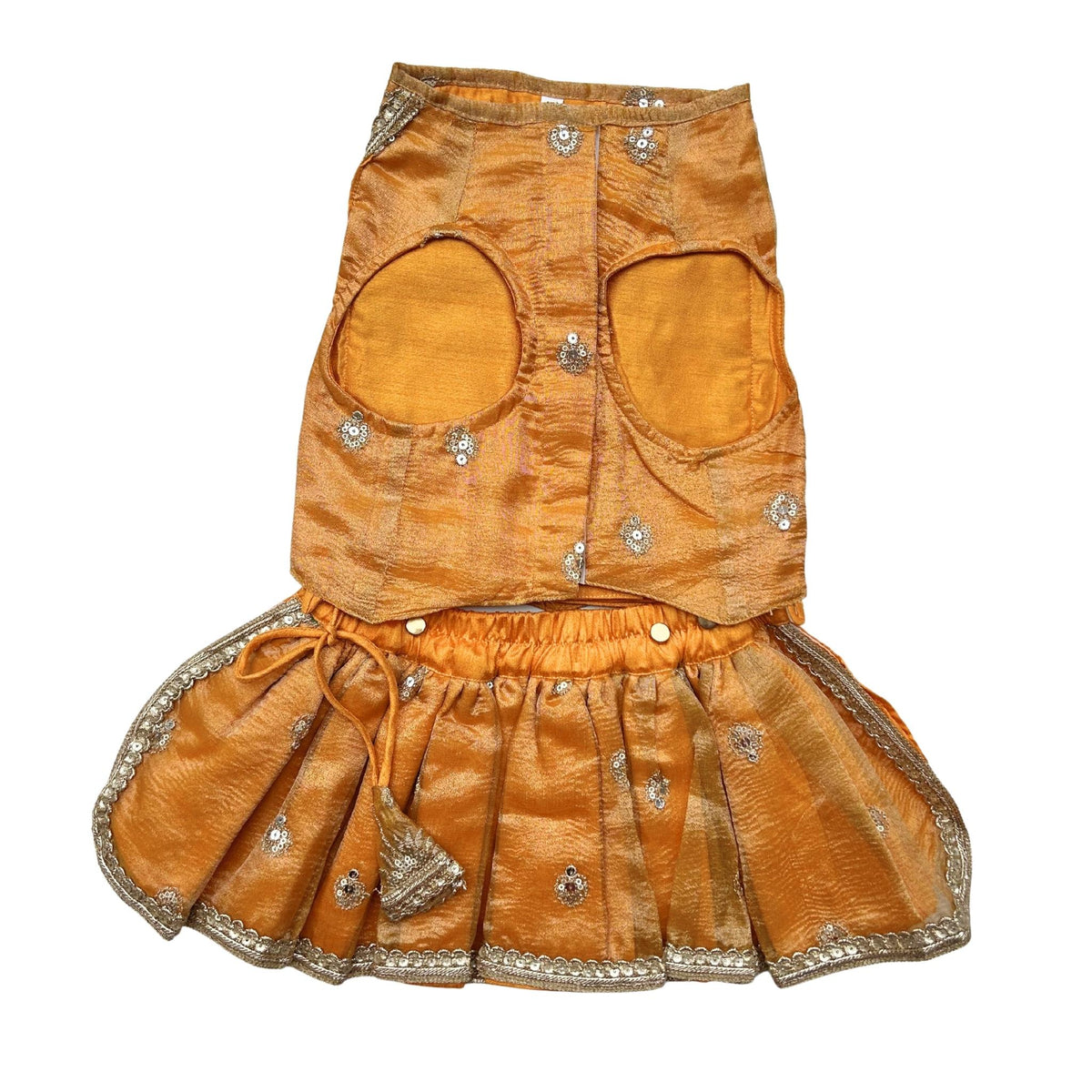 MUSTARD YELLOW FLORAL SEQUINS LEHENGA FOR DOGS AND CATS