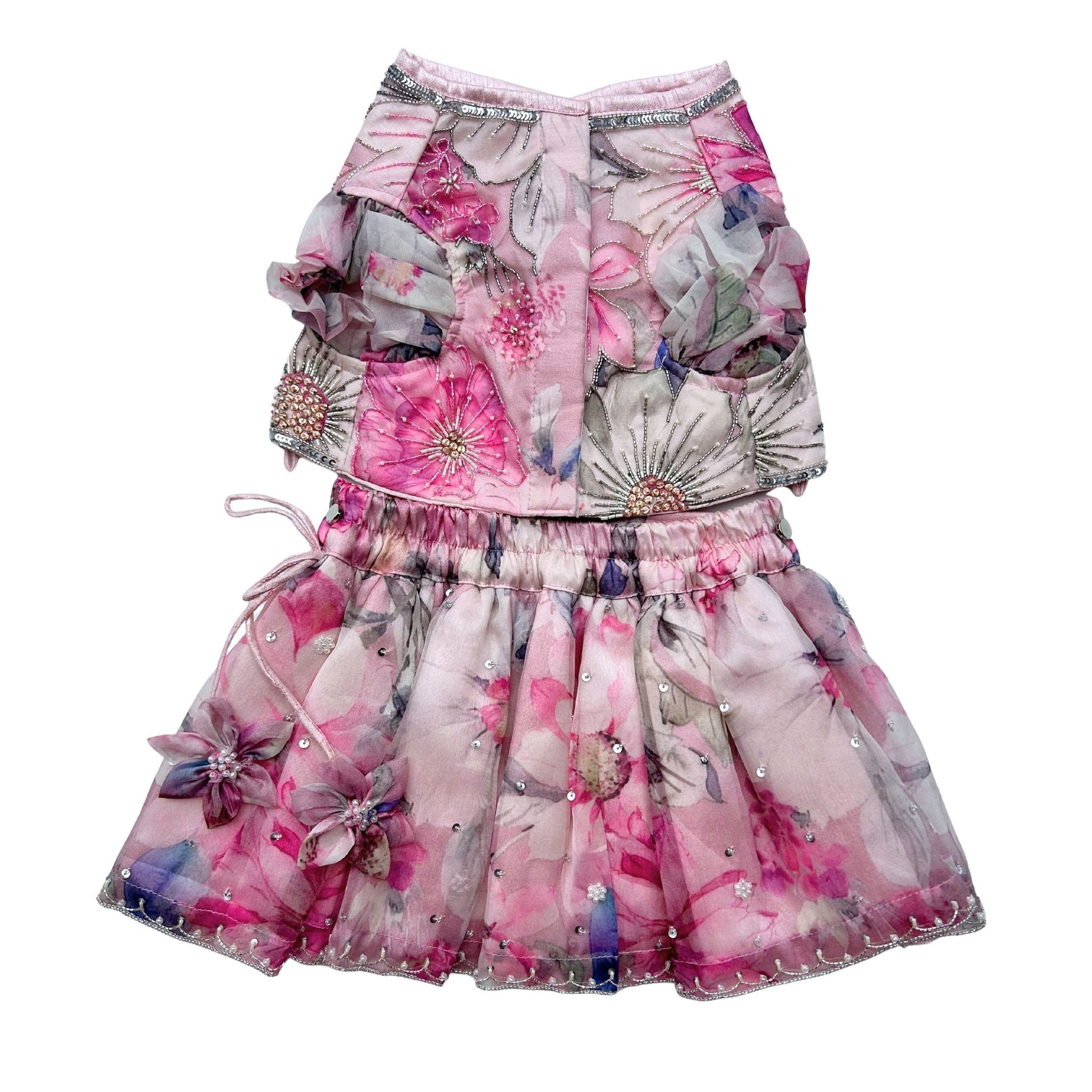 GULNOOR PRINTED HAND EMBROIDERY LEHENGA FOR DOGS AND CATS
