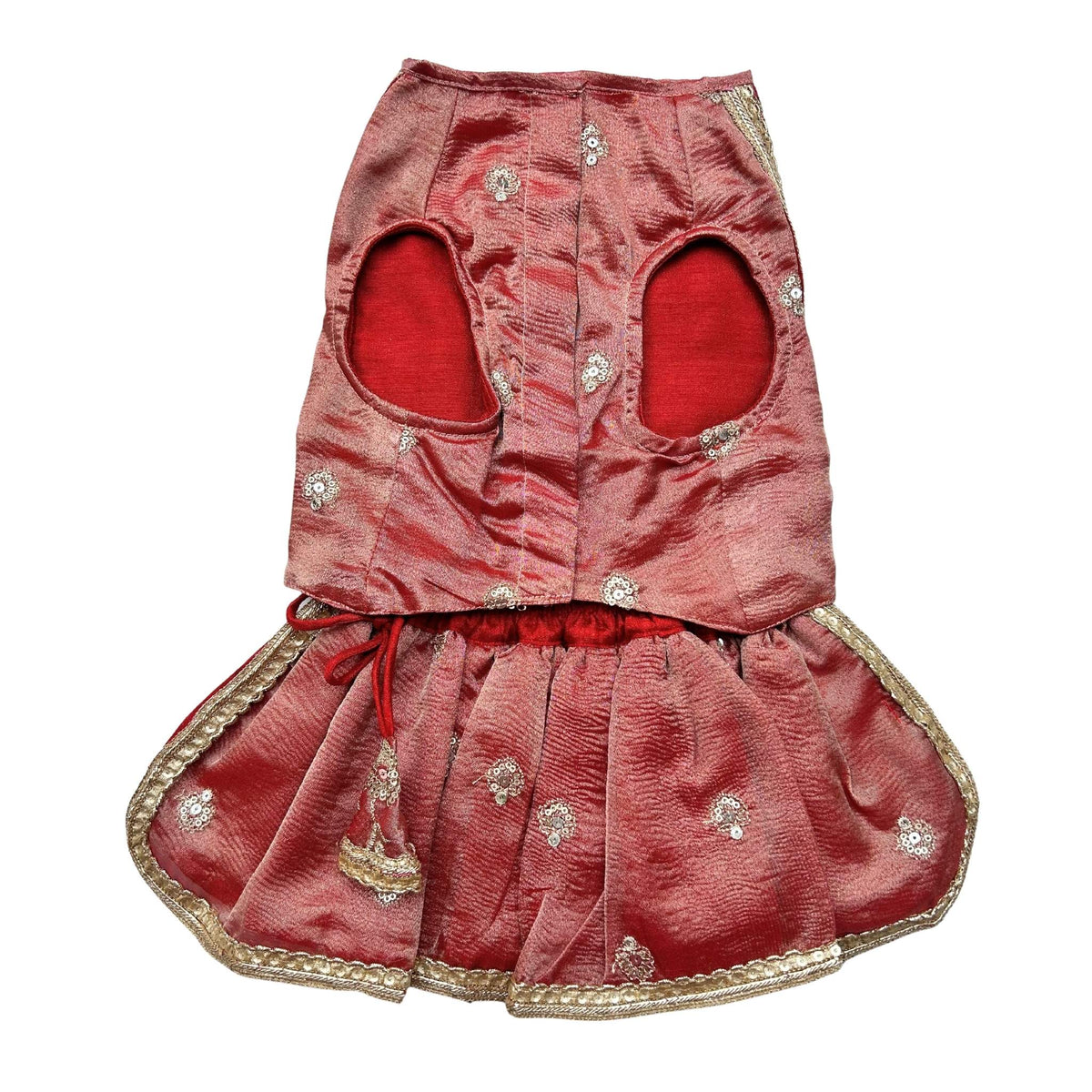 RED TISSUE FLORAL SEQUINS LEHENGA FOR DOGS AND CATS