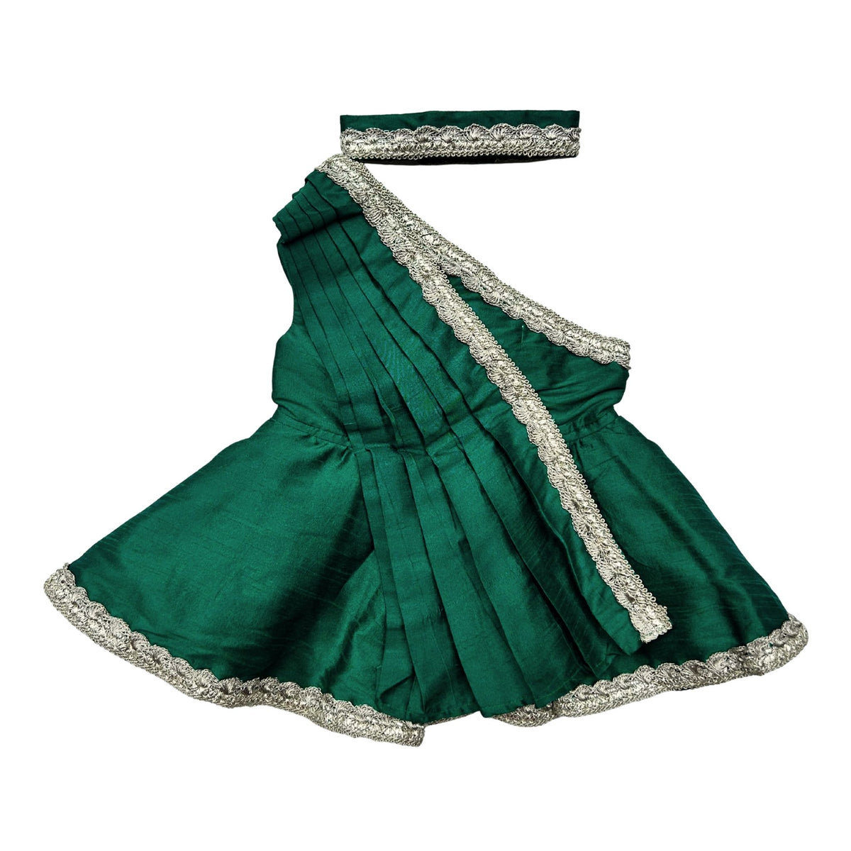 EMERALD GREEN OFF SHOULDER SAREE DRESS FOR DOGS AND CATS