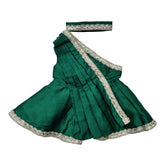 EMERALD GREEN OFF SHOULDER SAREE DRESS FOR DOGS AND CATS