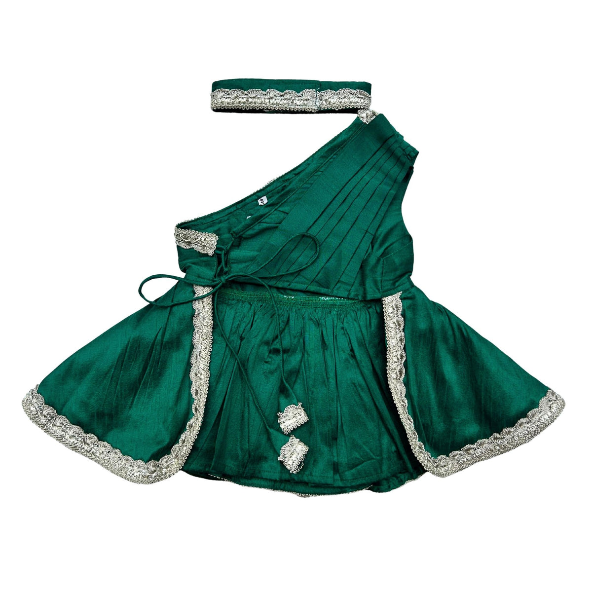 EMERALD GREEN OFF SHOULDER SAREE DRESS FOR DOGS AND CATS