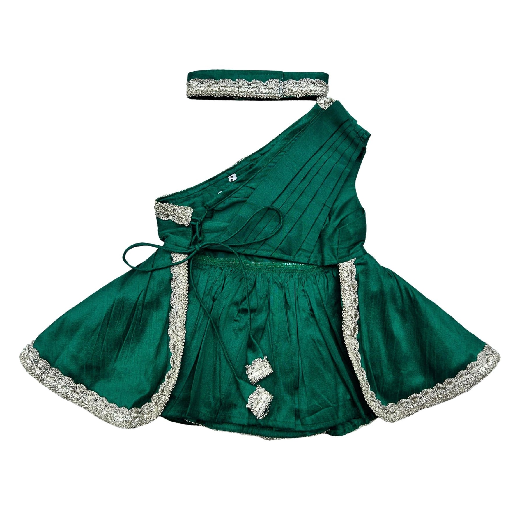 EMERALD GREEN OFF SHOULDER SAREE DRESS FOR DOGS AND CATS