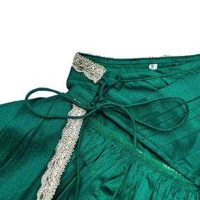 EMERALD GREEN OFF SHOULDER SAREE DRESS FOR DOGS AND CATS