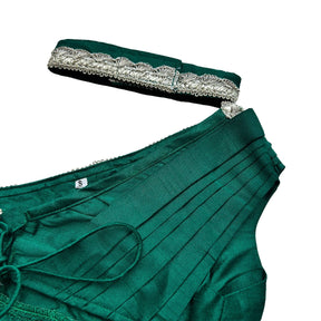 EMERALD GREEN OFF SHOULDER SAREE DRESS FOR DOGS AND CATS