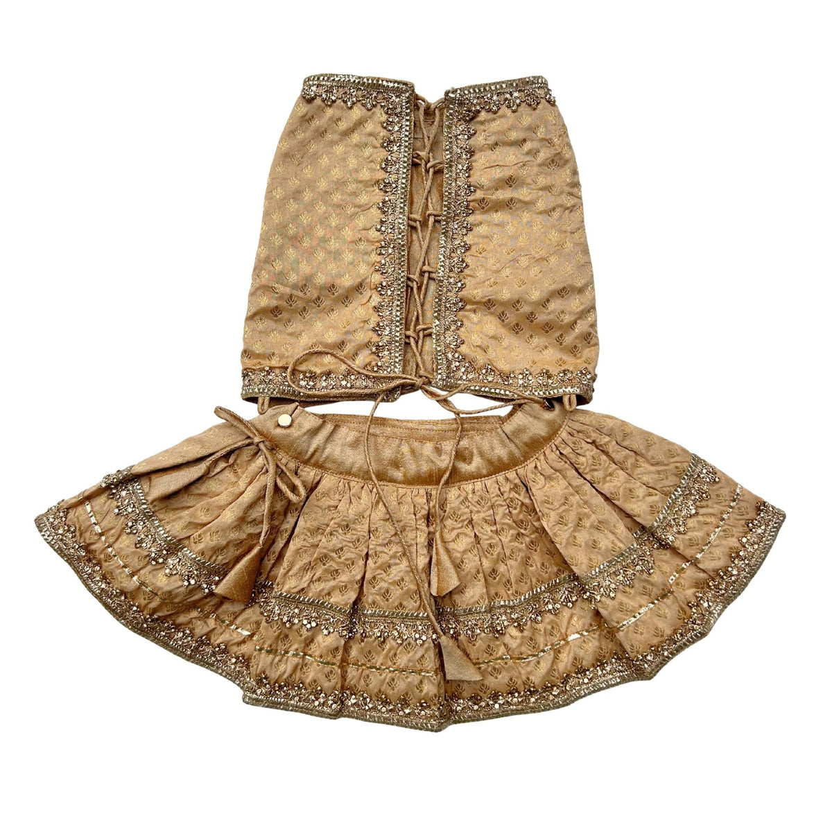 GOLDEN ZARI LACE BROCADE LEHENGA FOR DOGS AND CATS