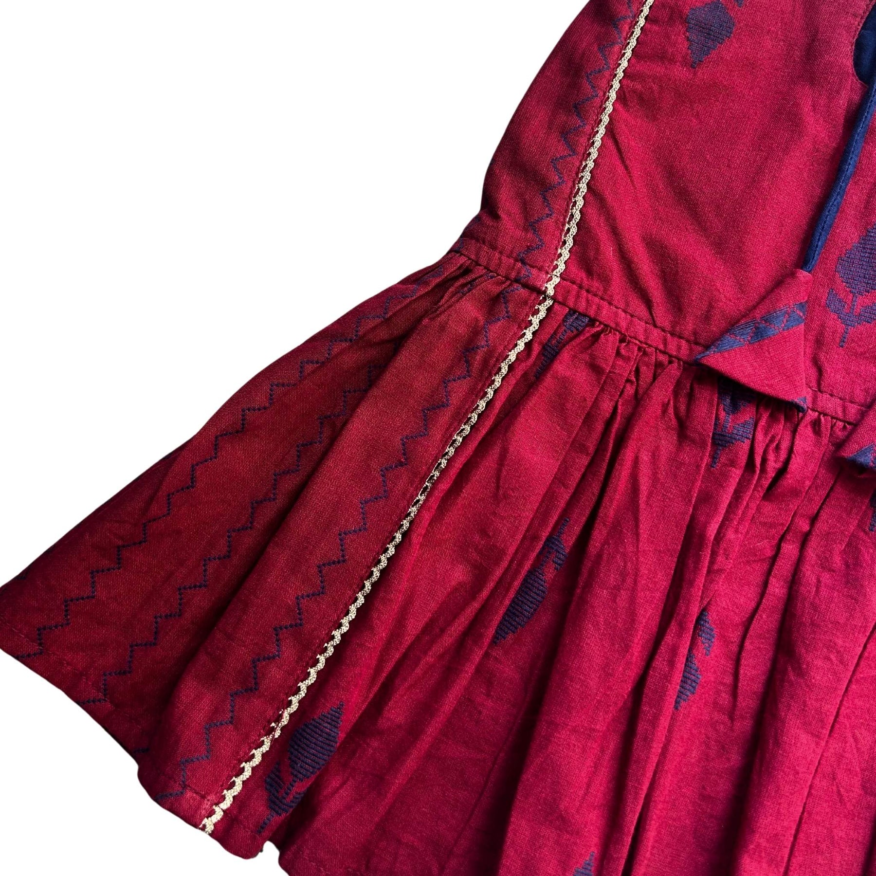 MAROON JAMDANI HANDWOVEN DRESS FOR DOGS AND CATS