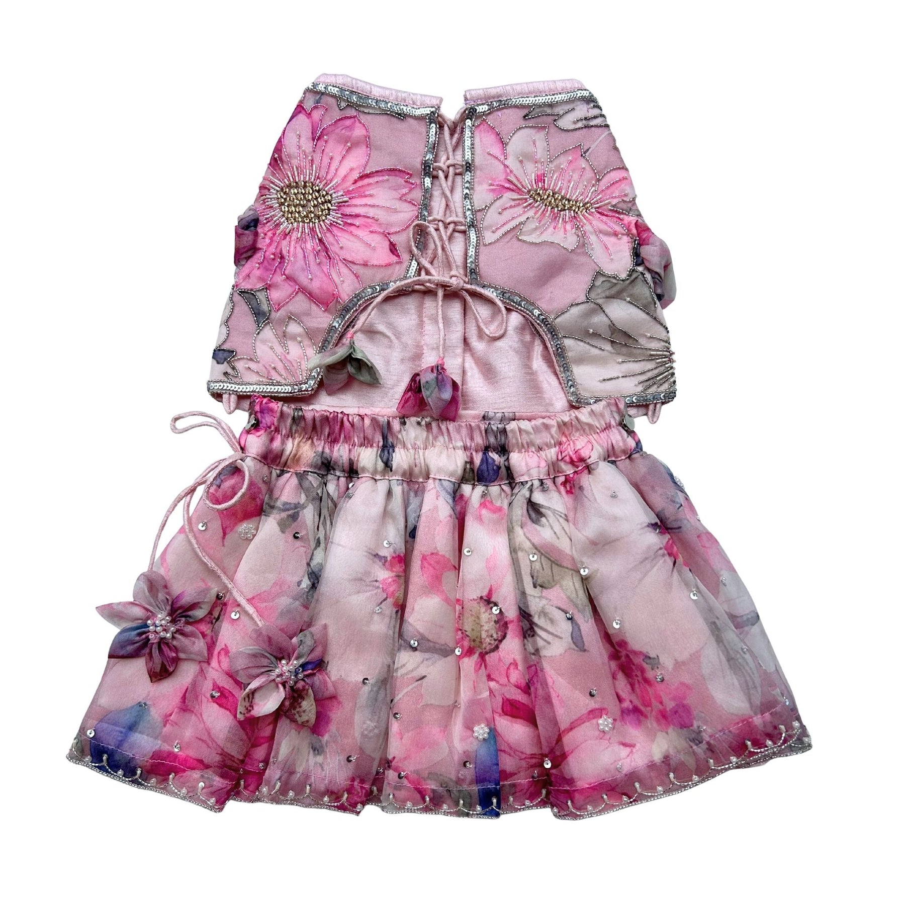 GULNOOR PRINTED HAND EMBROIDERY LEHENGA FOR DOGS AND CATS