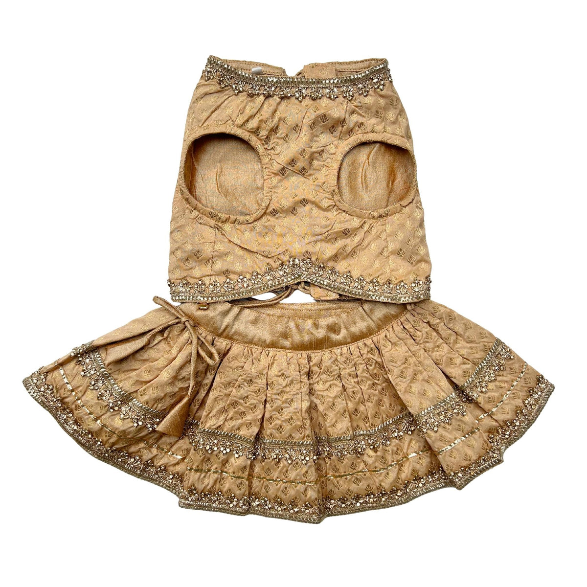 GOLDEN ZARI LACE BROCADE LEHENGA FOR DOGS AND CATS