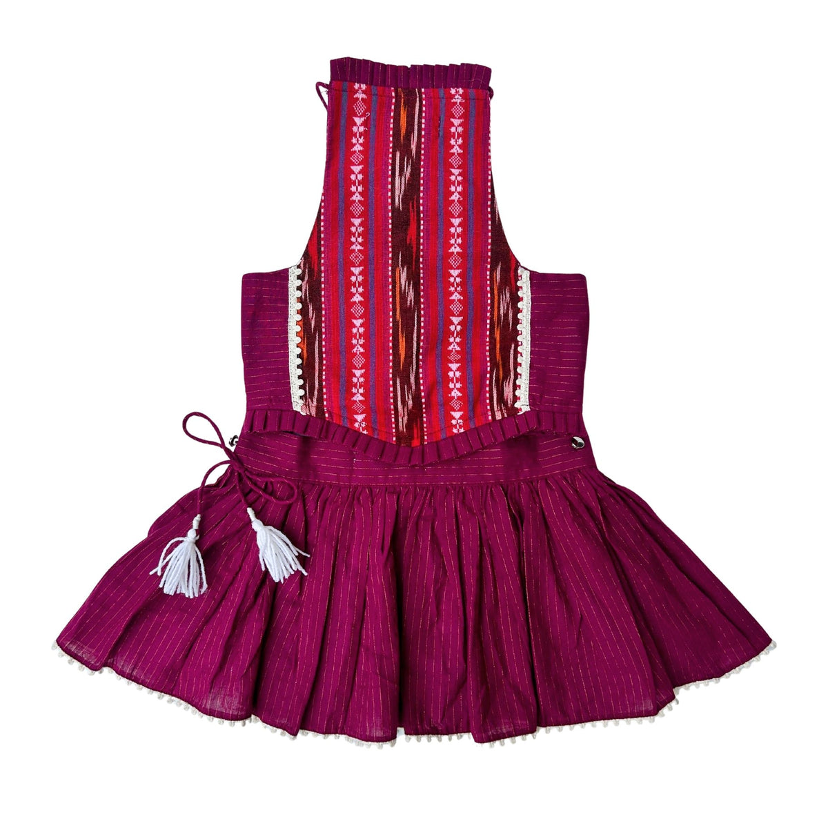 DARK MAGENTA IKAT TIE UP LEHENGA FRO DOGS AND CATS
