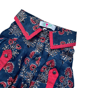 NAVY BLUE AJRAKH MODAL SILK KURTA FOR DOGS AND CATS