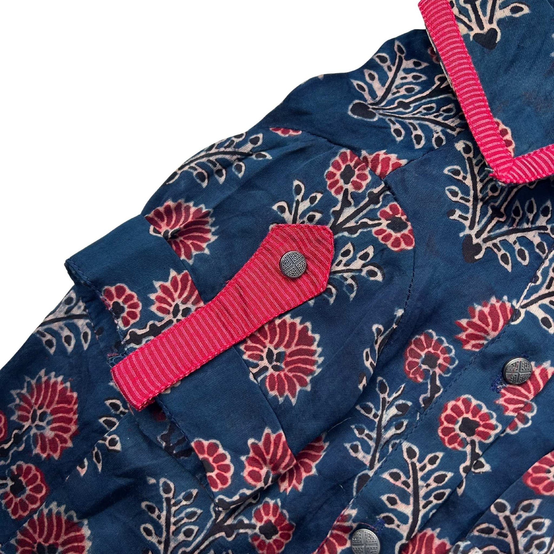 NAVY BLUE AJRAKH MODAL SILK KURTA FOR DOGS AND CATS