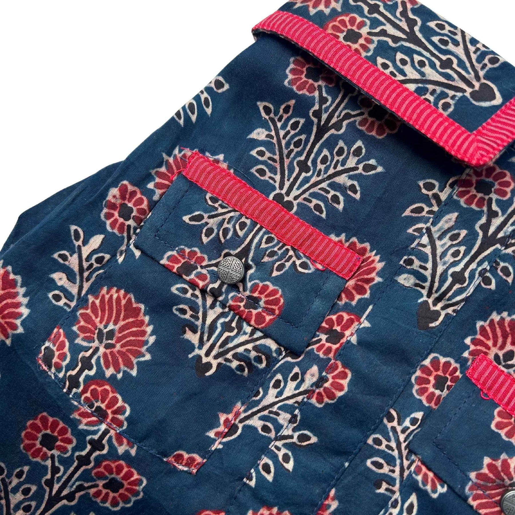 NAVY BLUE AJRAKH MODAL SILK KURTA FOR DOGS AND CATS