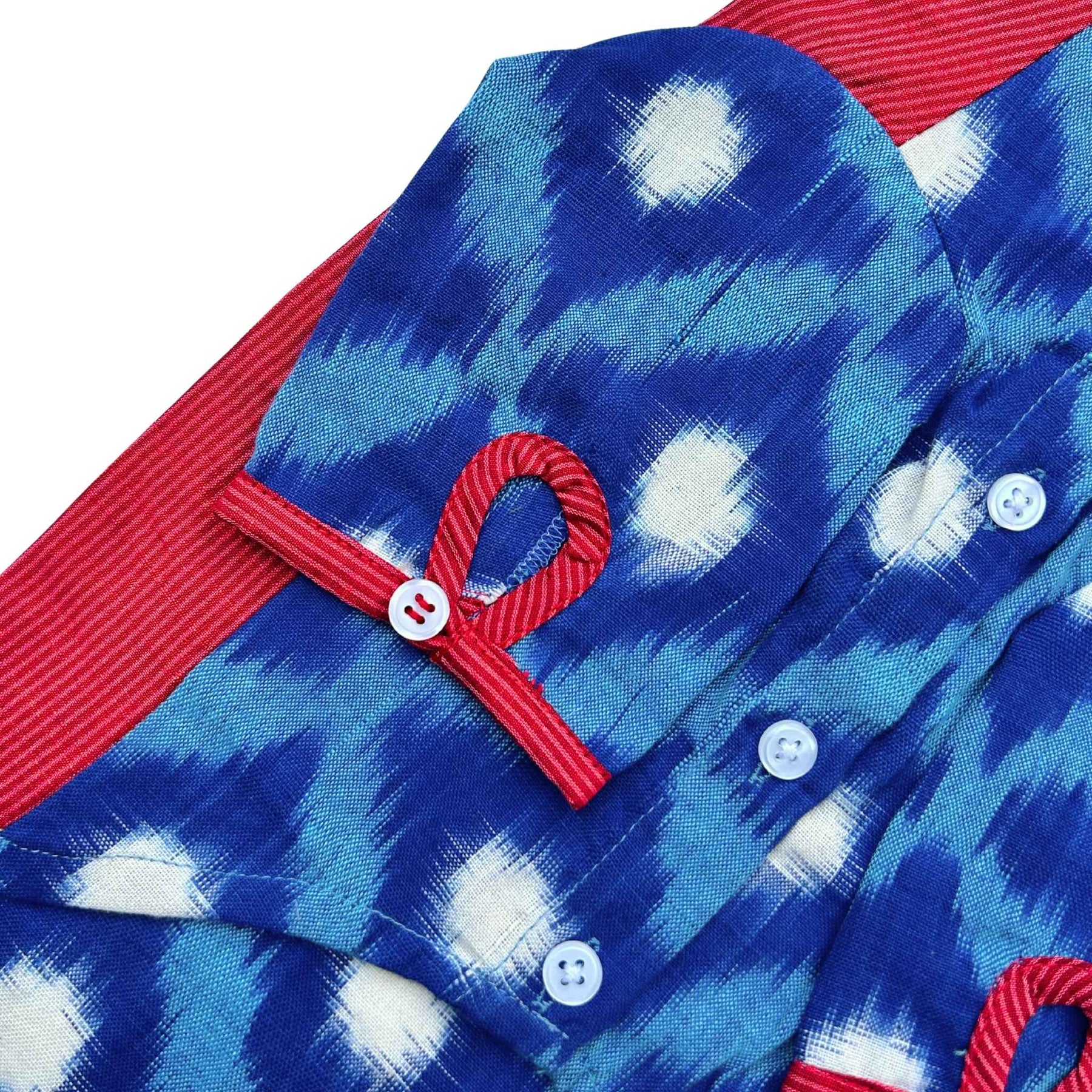 COLOUR BLOCK IKAT PRINTED COTTON KURTA FOR DOGS AND CATS