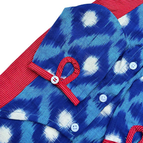 COLOUR BLOCK IKAT PRINTED COTTON KURTA FOR DOGS AND CATS