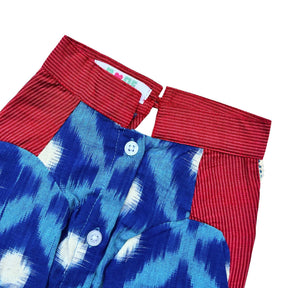 COLOUR BLOCK IKAT PRINTED COTTON KURTA FOR DOGS AND CATS