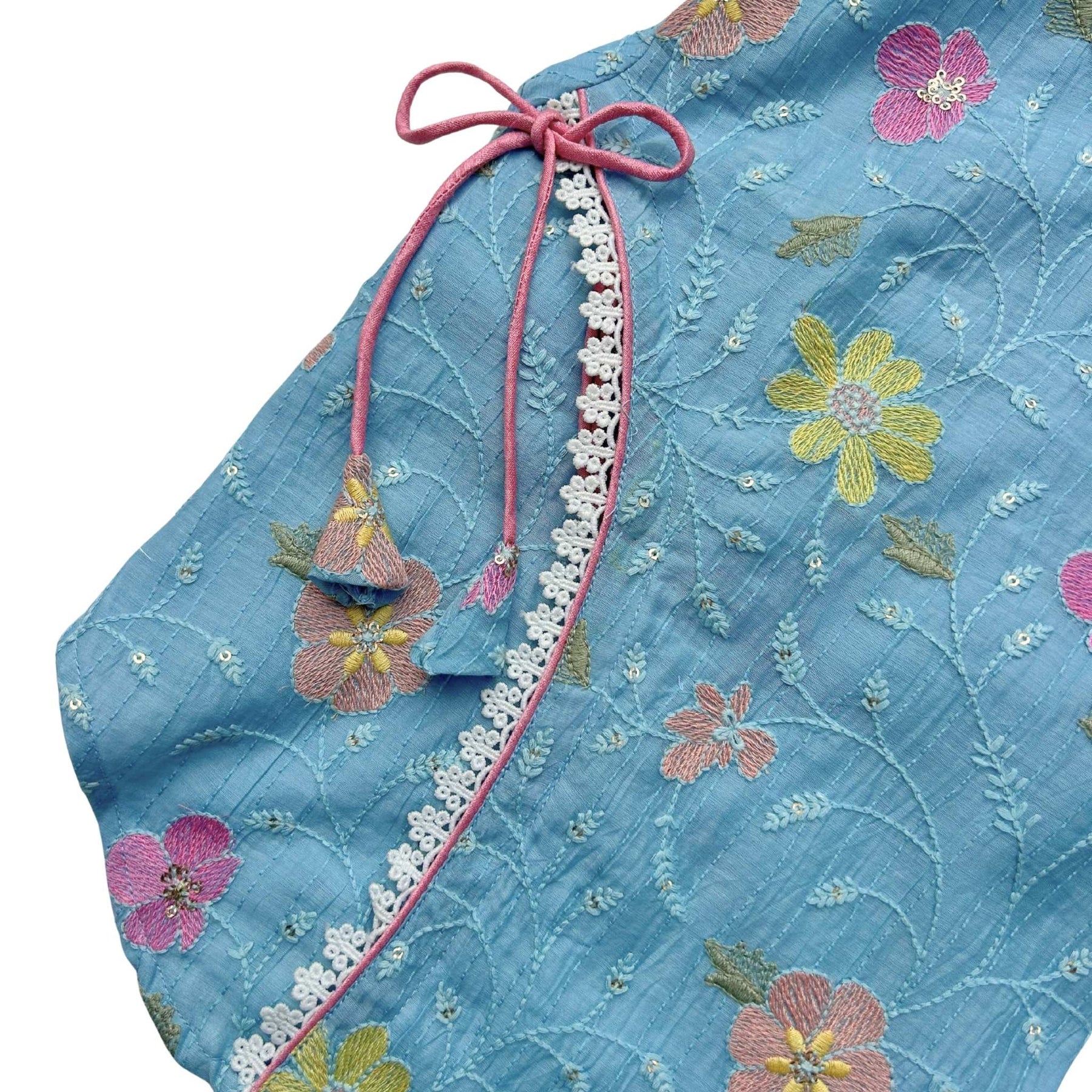 PASTEL BLUE FLORAL THREAD EMBROIDERED KURTA FOR DOGS AND CATS