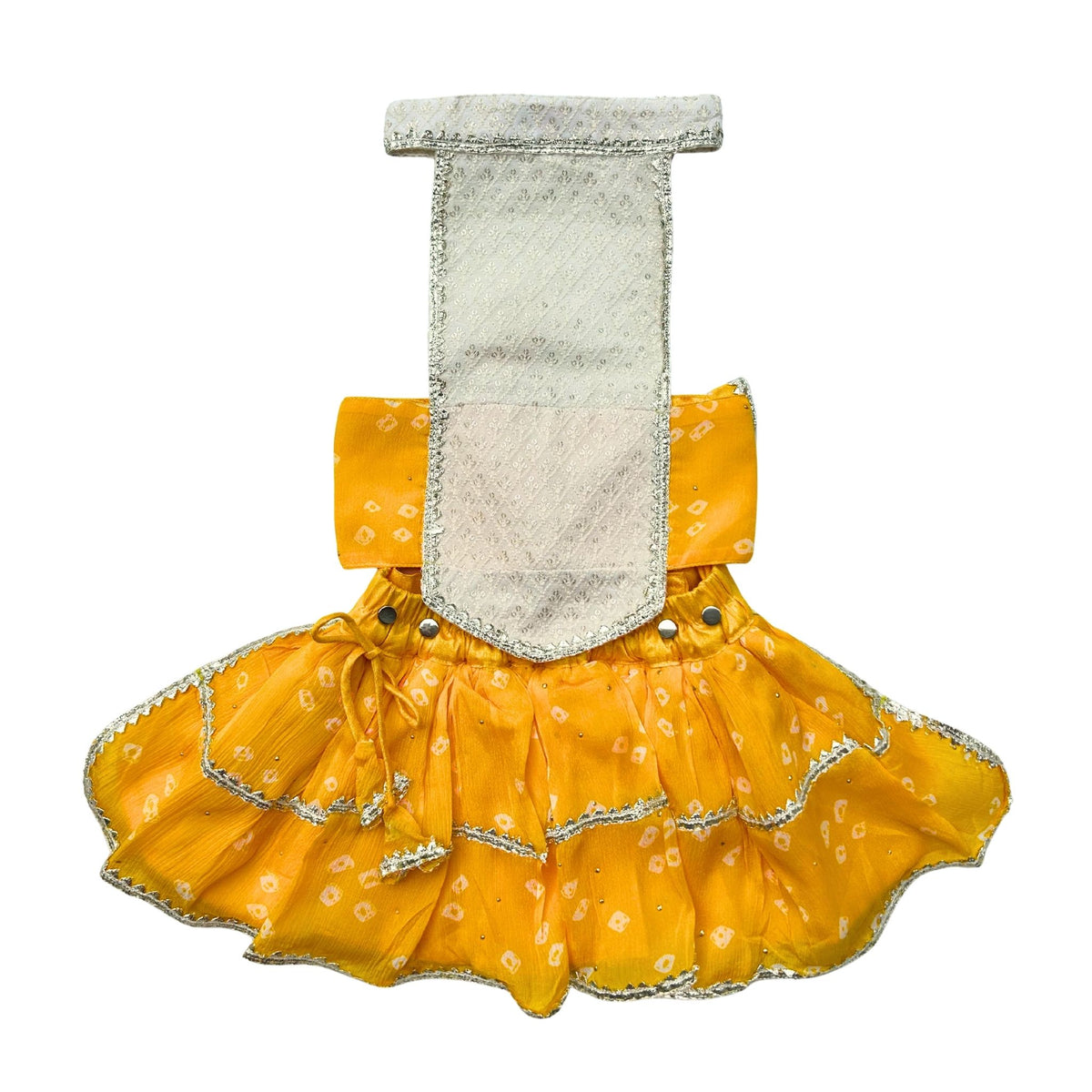YELLOW HALTER NECK BANDHANI LEHENGA FOR DOGS AND CATS