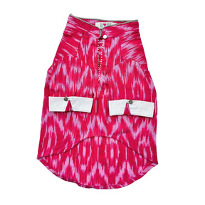 PINK COTTON IKAT PRINTED KURTA FOR DOGS AND CATS
