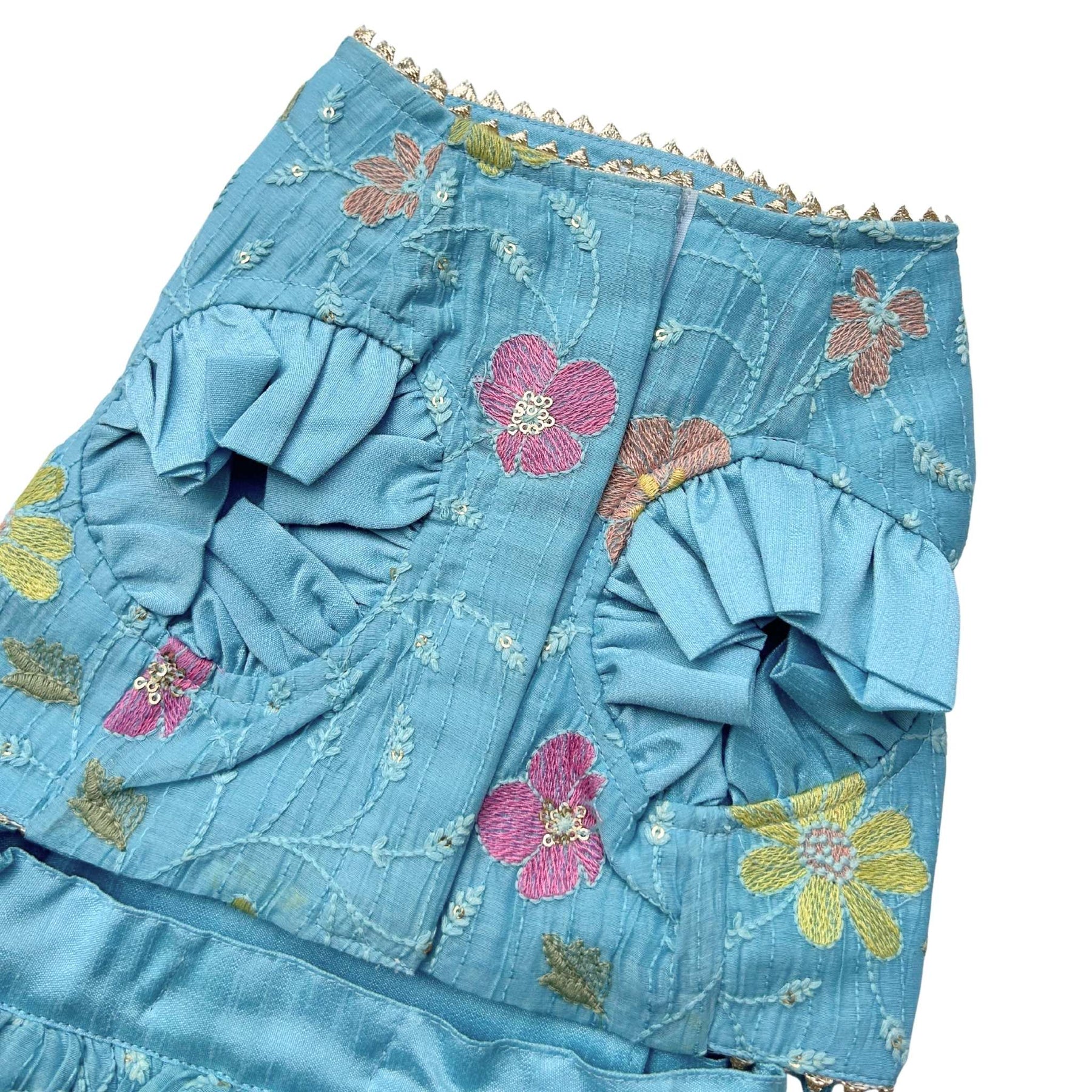 PASTEL BLUE FLORAL THREAD EMBROIDERED LEHENGA FOR DOGS AND CATS