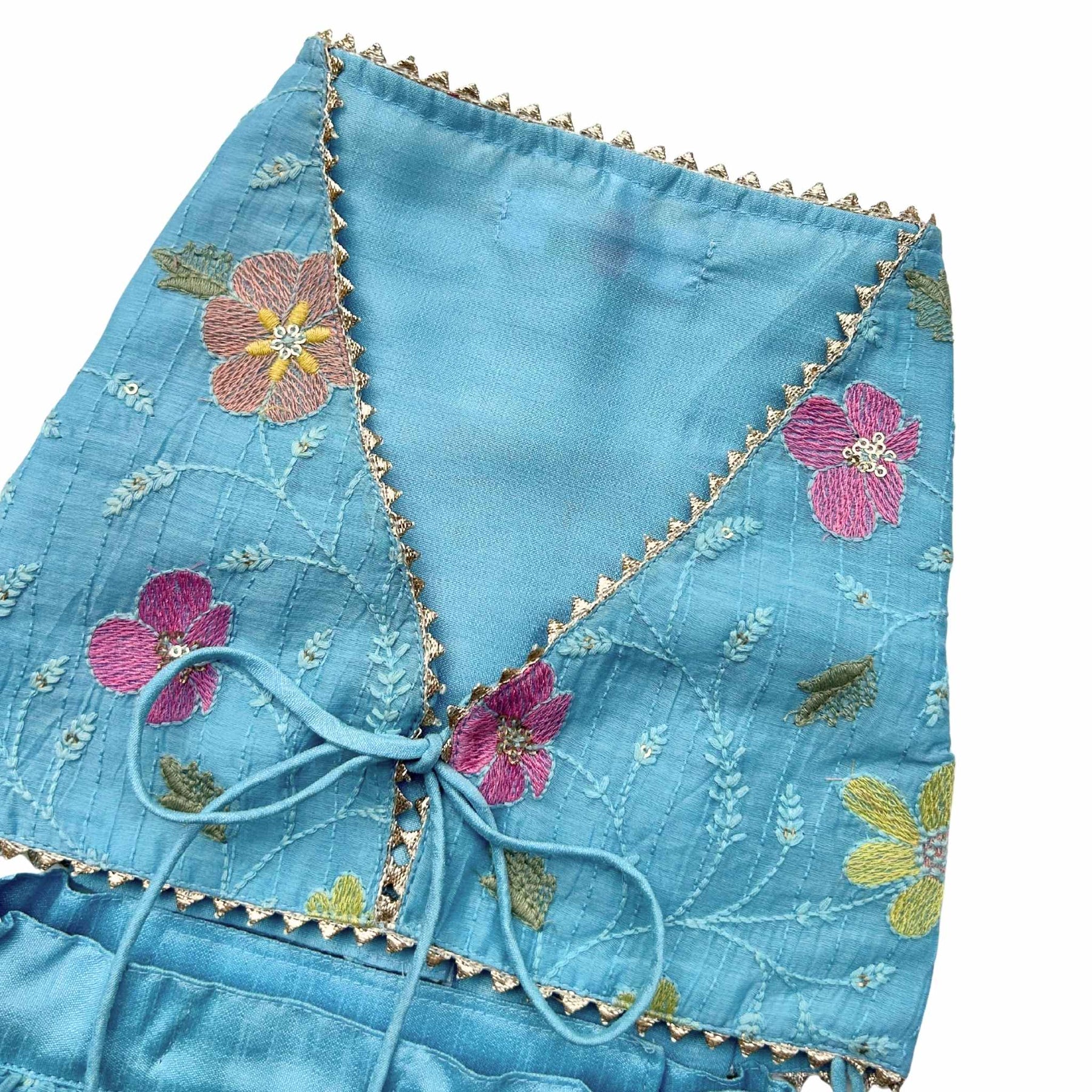 PASTEL BLUE FLORAL THREAD EMBROIDERED LEHENGA FOR DOGS AND CATS