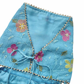 PASTEL BLUE FLORAL THREAD EMBROIDERED LEHENGA FOR DOGS AND CATS