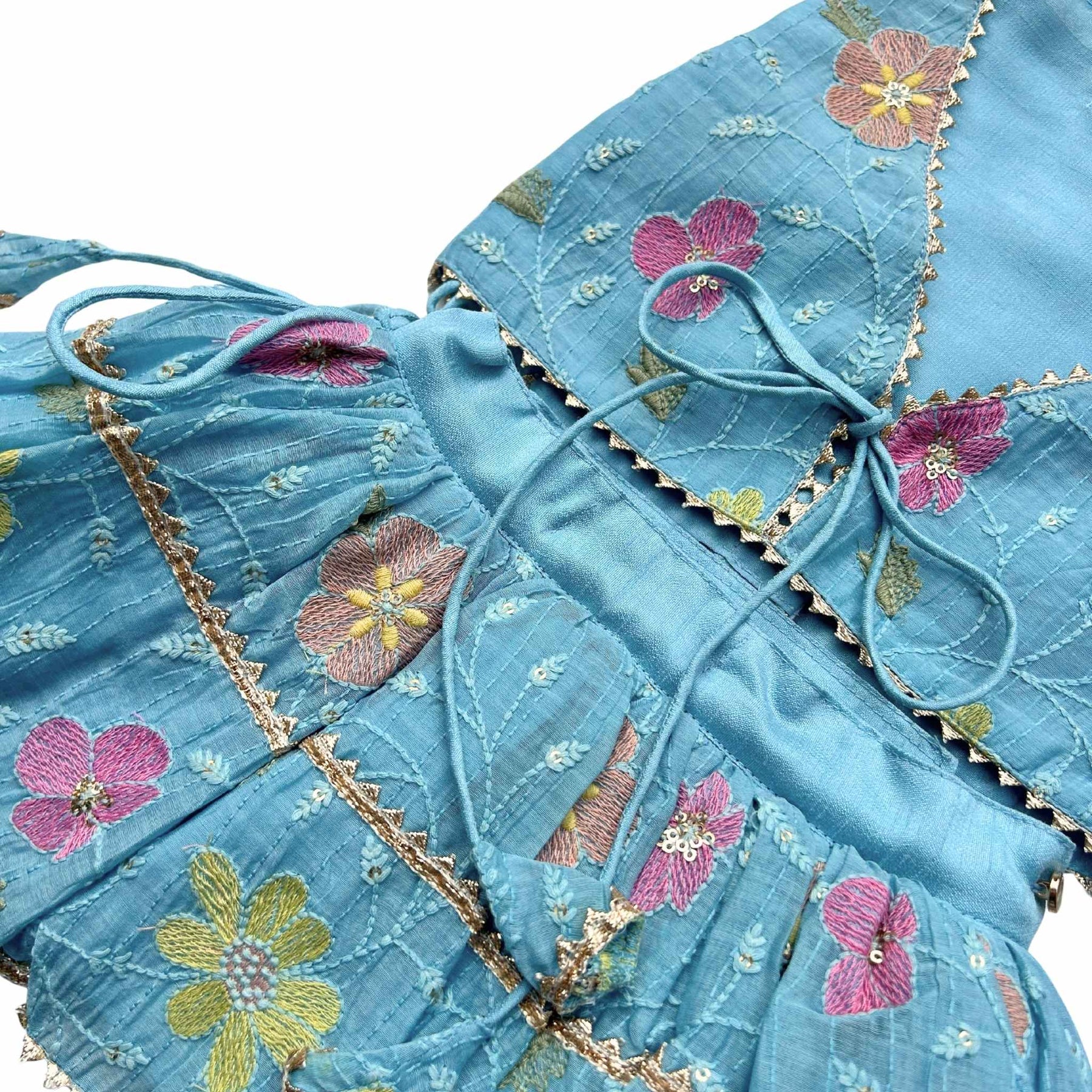 PASTEL BLUE FLORAL THREAD EMBROIDERED LEHENGA FOR DOGS AND CATS