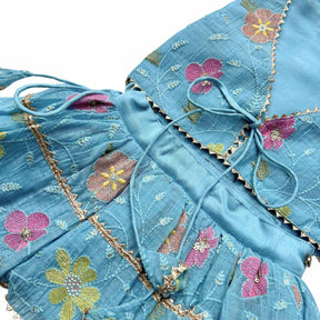 PASTEL BLUE FLORAL THREAD EMBROIDERED LEHENGA FOR DOGS AND CATS