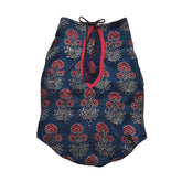 NAVY BLUE AJRAKH PRINT KEY HOLE KURTA FOR DOGS AND CATS