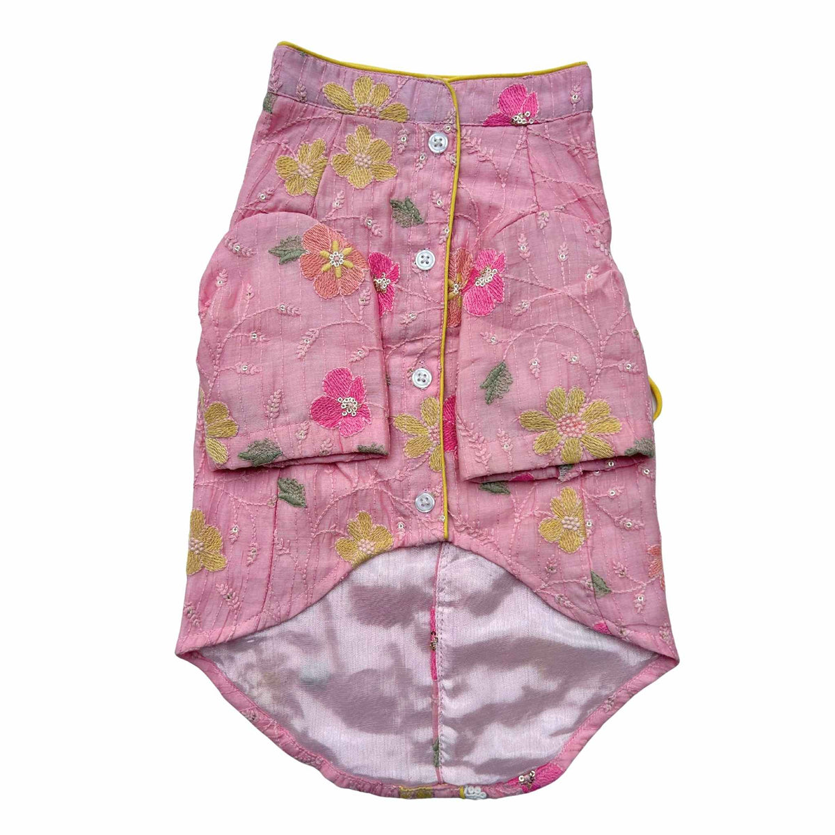 PASTEL PINK FLORAL THREAD EMBROIDERED KURTA FOR DOGS AND CATS