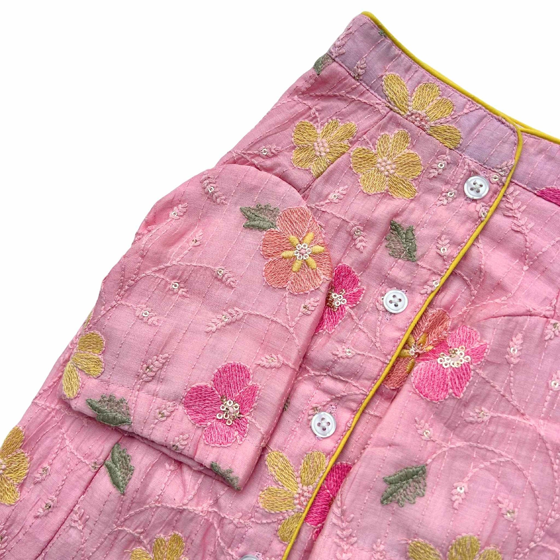 PASTEL PINK FLORAL THREAD EMBROIDERED KURTA FOR DOGS AND CATS