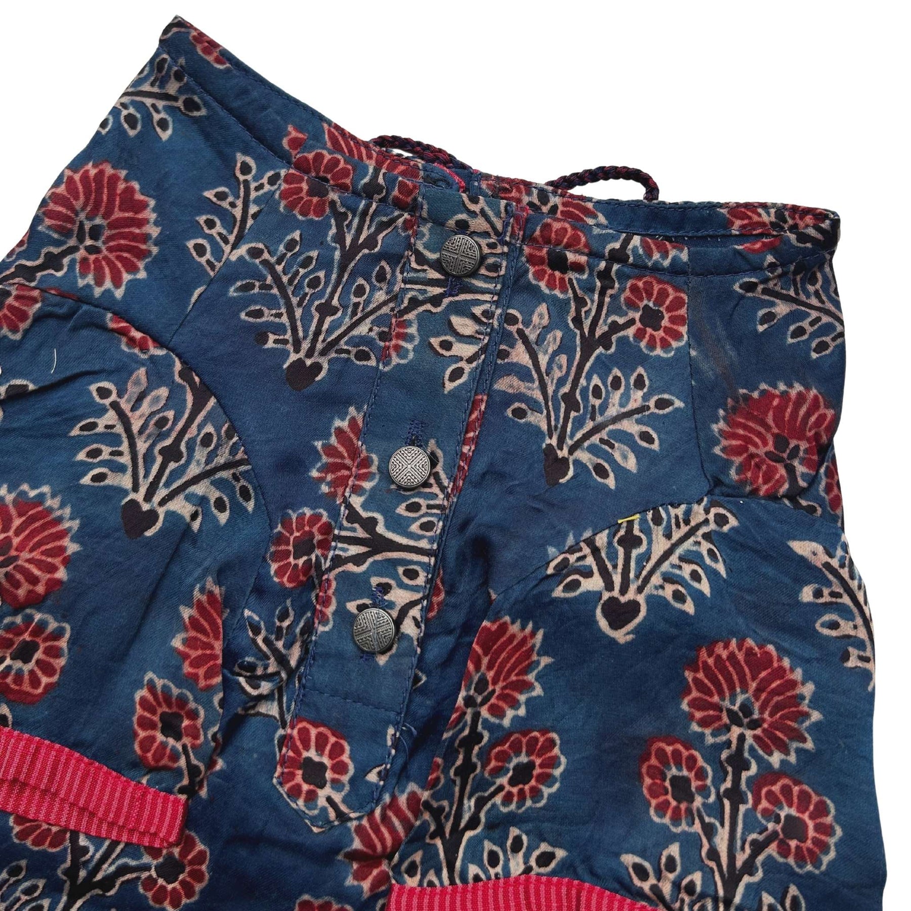 NAVY BLUE AJRAKH PRINT KEY HOLE KURTA FOR DOGS AND CATS