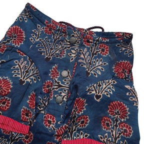 NAVY BLUE AJRAKH PRINT KEY HOLE KURTA FOR DOGS AND CATS