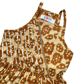 BROWN & BEIGE BATIK PRINT COTTON DRESS FOR DOGS AND CATS