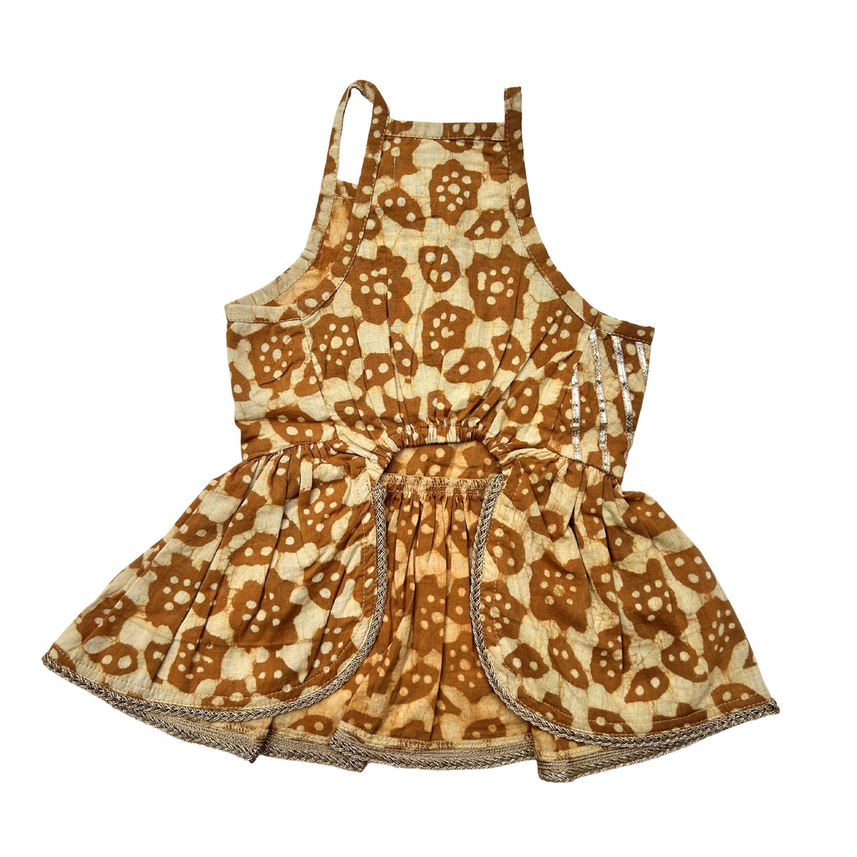 BROWN & BEIGE BATIK PRINT COTTON DRESS FOR DOGS AND CATS