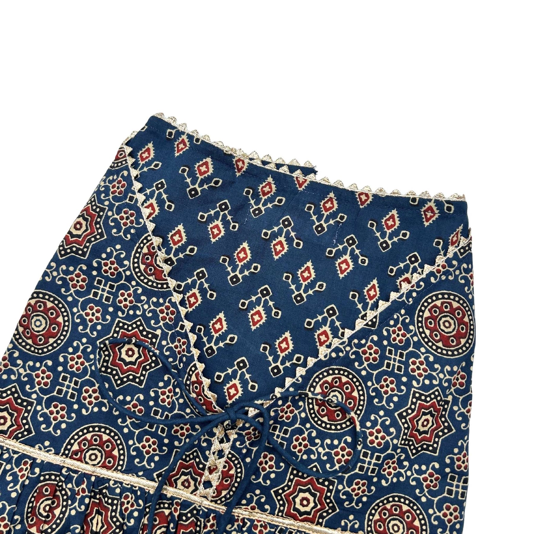 NAVY BLUE AJRAKH BUTI PRINT ANARKALI FOR DOGS AND CATS