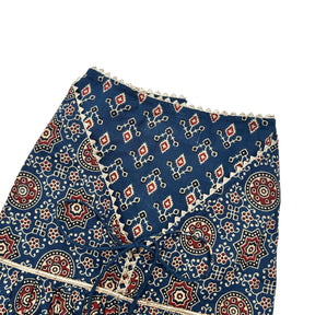 NAVY BLUE AJRAKH BUTI PRINT ANARKALI FOR DOGS AND CATS