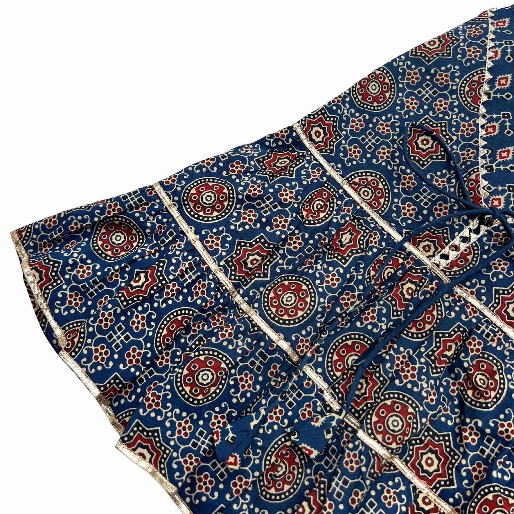 NAVY BLUE AJRAKH BUTI PRINT ANARKALI FOR DOGS AND CATS