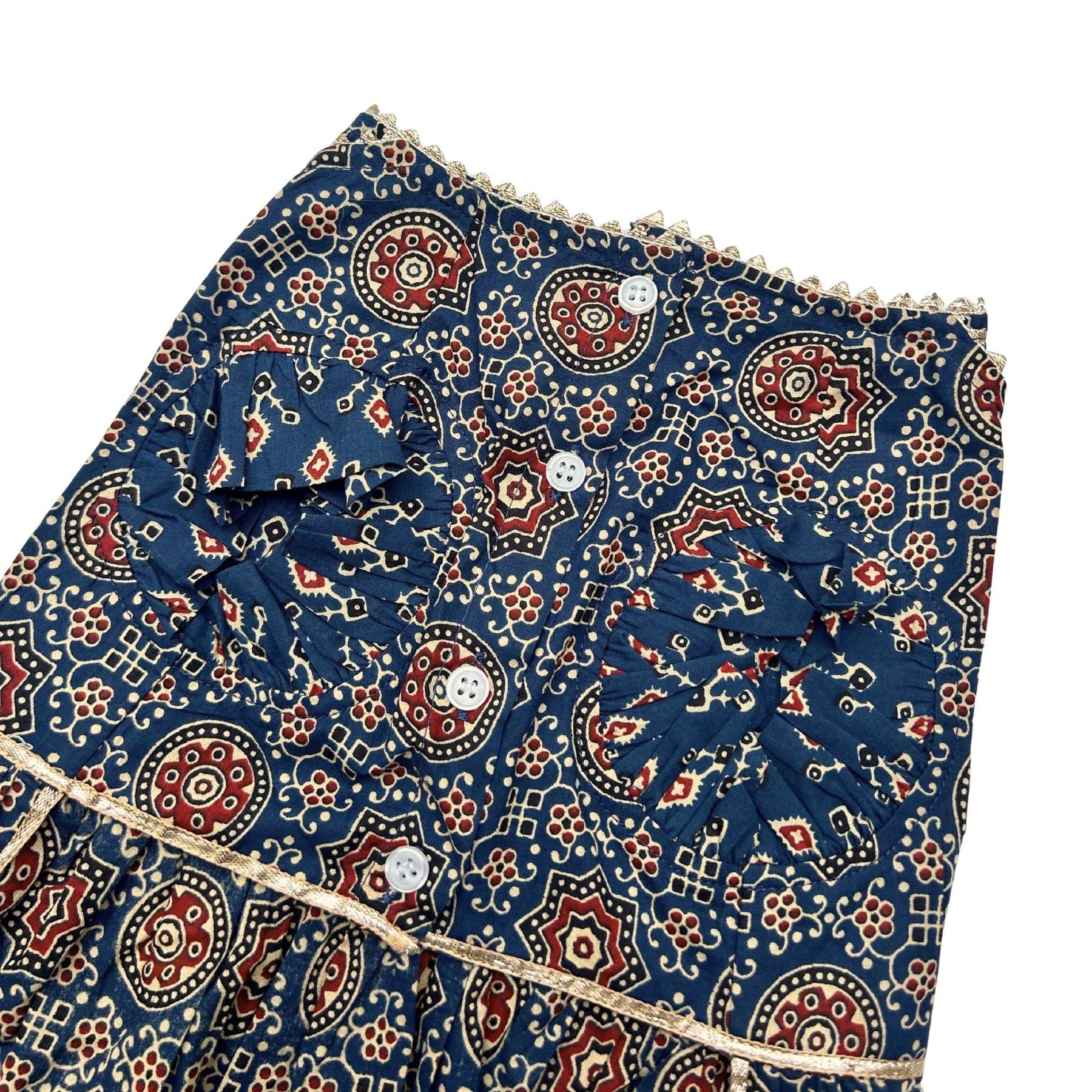 NAVY BLUE AJRAKH BUTI PRINT ANARKALI FOR DOGS AND CATS